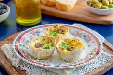 Тарталетки с грибами и сыром