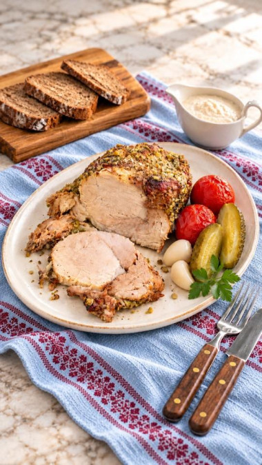 Свинина запеченная куском в фольге