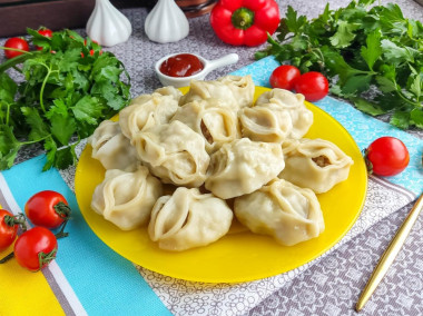 Манты с мясом и картошкой сочные