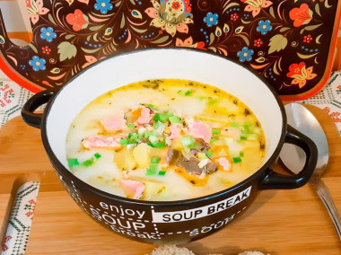 Сырный рыбный суп с красной рыбой и плавленым сыром