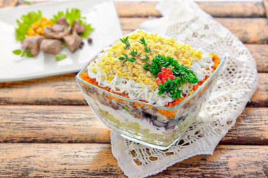 Салат мимоза с печенью трески классический