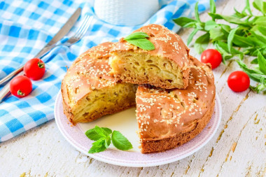 Классический заливной пирог с капустой