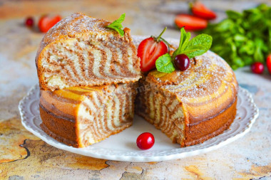 Торт Зебра в духовке на кефире