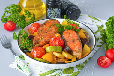 Рыба с овощами в аэрогриле