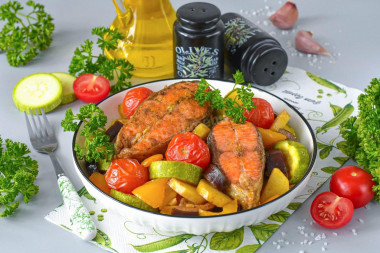 Рыба с овощами в аэрогриле