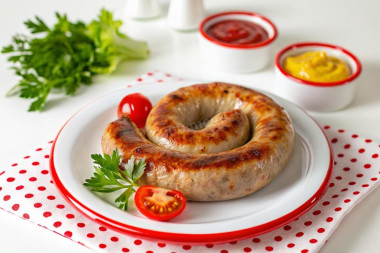 Домашняя колбаса из свинины в кишках