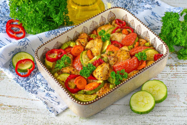 Курица с овощами в аэрогриле