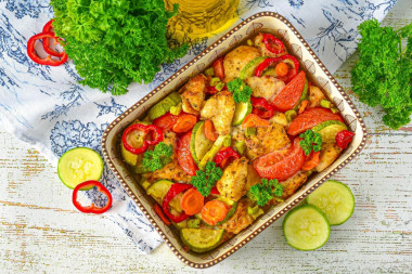 Курица с овощами в аэрогриле