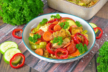 Курица с овощами в аэрогриле