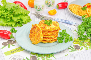 Оладьи из рубленного куриного филе с луком и морковью
