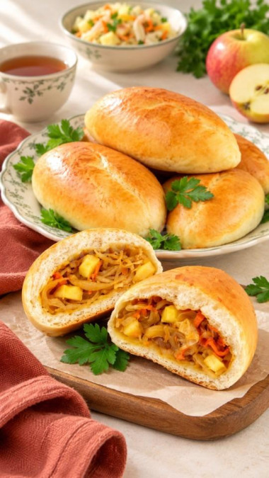 Пирожки с капустой и яблоками