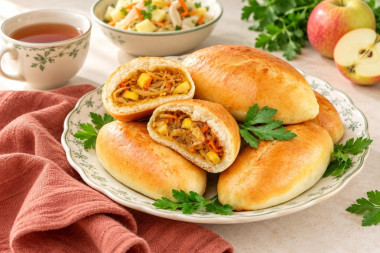 Пирожки с капустой и яблоками