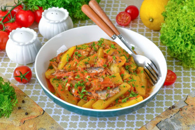 Картошка с килькой в томатном соусе