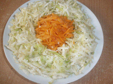 Салат из зеленой редьки с морковкой и смесью перцев