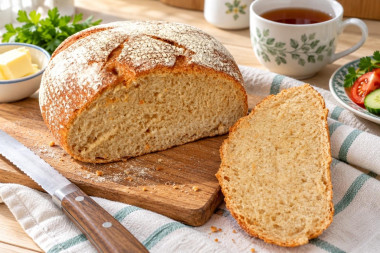 Домашний хлеб с пшеничной цельнозерновой мукой на закваске