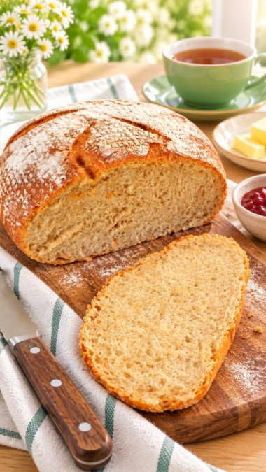 Домашний хлеб с пшеничной цельнозерновой мукой на закваске