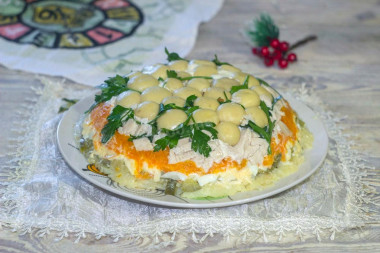 Салат Грибная поляна с курицей без лука