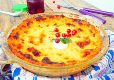 Запеканка из творога с манкой и вкусом ванили в духовке