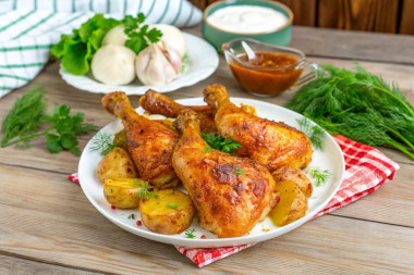 Окорочка в духовке с майонезом и чесноком