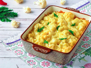 Цветная капуста с мясом в духовке