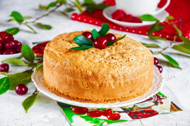 Вишневая шарлотка с вишней в духовке