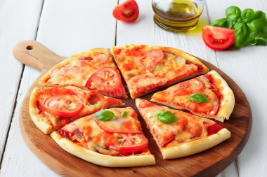 Пицца на тонком тесте без дрожжей