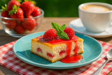 Творожная запеканка с клубникой