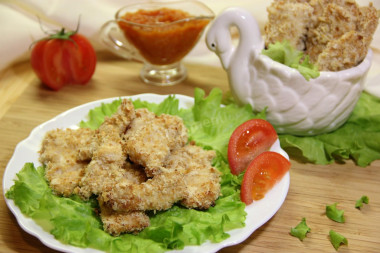 Куриное филе в хлебной крошке запеченное в сметане
