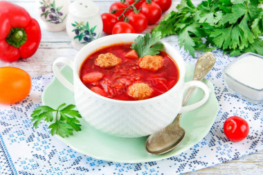 Борщ с фрикадельками