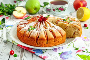 Яблочный пирог из рисовой муки на кефире ПП