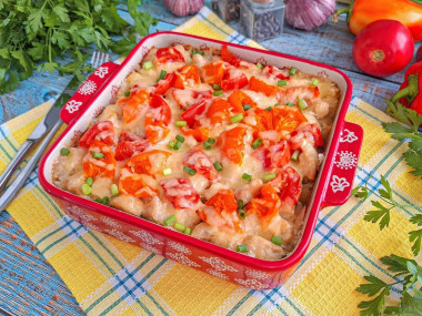 Сочная запеканка из макарон с курицей в духовке