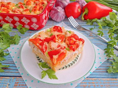 Сочная запеканка из макарон с курицей в духовке