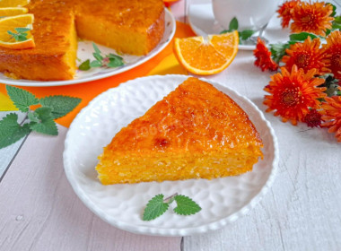 Манник с апельсином на кефире с тыквой