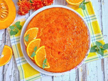 Манник с апельсином на кефире с тыквой