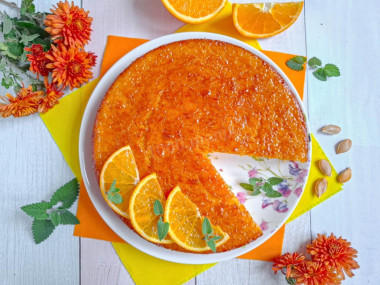 Манник с апельсином на кефире с тыквой