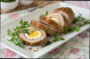 Куриные рулетики с шампиньонами и перепелиными яйцами
