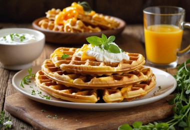 Несладкие венские вафли с творогом и сыром