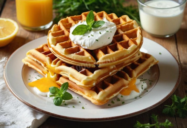 Несладкие венские вафли с творогом и сыром