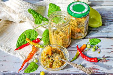 Зеленые помидоры в аджике на зиму