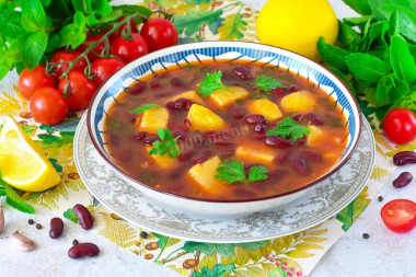 Грузинский суп с фасолью Шешамади