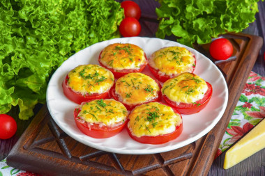 Помидоры с сыром и чесноком в духовке