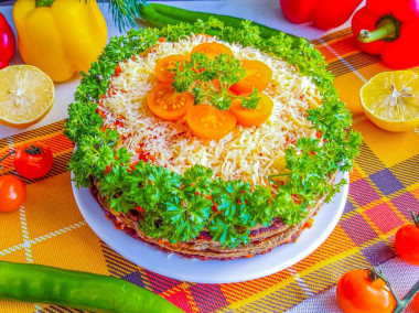 Печеночный торт из куриной печени классический