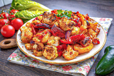 Картошка с овощами в аэрогриле