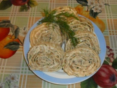 Рулет из лаваша с куриной начинкой