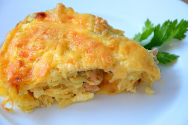 Блинный пирог с курицей и грибами Улитка