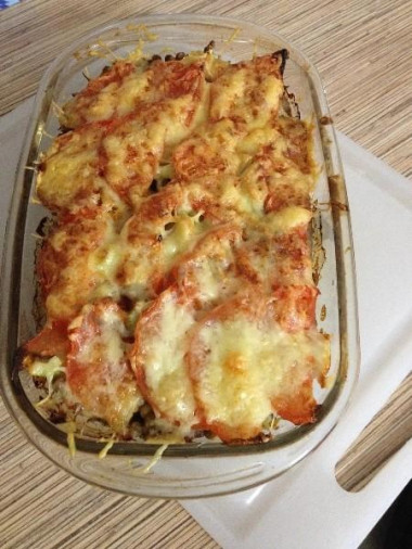 Мясной фарш на чечевице