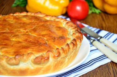 Французский пирог с картофелем ветчиной и грибами