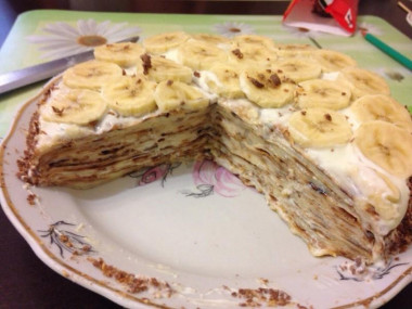 Блинный торт со сметанным кремом без яиц