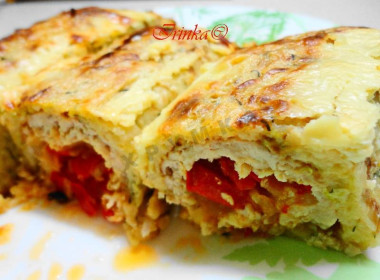 Рулетики из кабачков с курицей овощами в духовке
