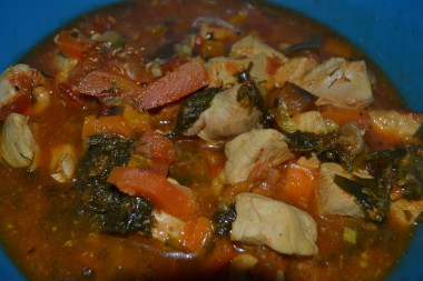 Тушеное куриное филе с овощами в мультиварке
